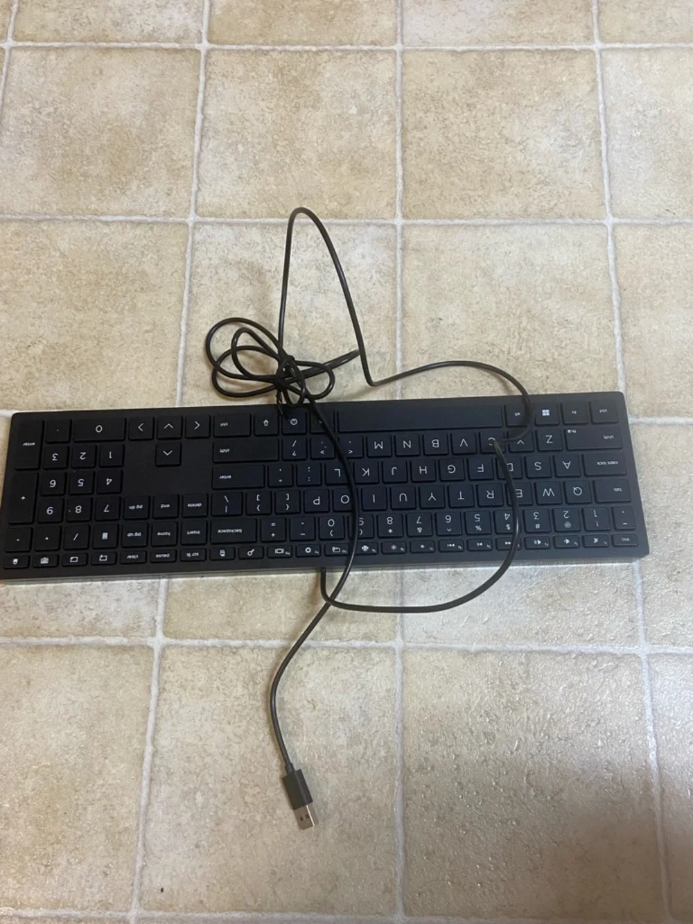 HP Slim Black Wired USB Full-Size Keyboard with Numeric Keypad